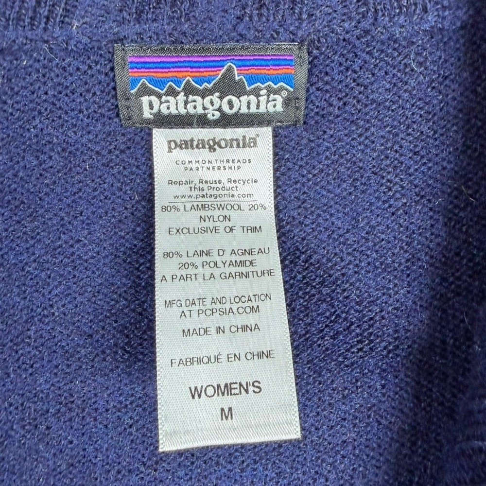 Patagonia Womens M Navy Blue Lambswool Blend Shawl Collar Long Cardigan Sweater - Picture 3 of 9